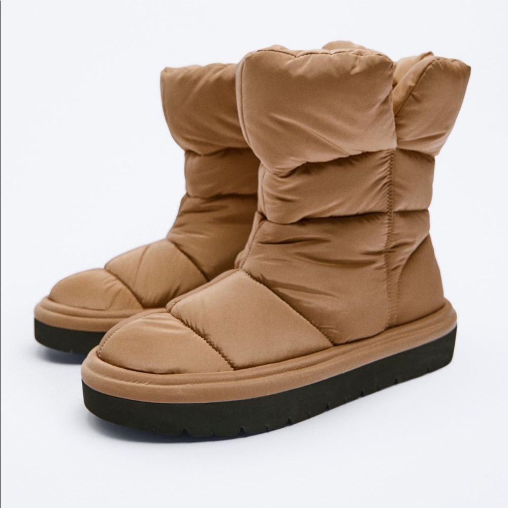 Zara Brown Quilted Ankle Booties